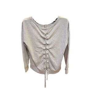 90 Degree by Reflex Sweatshirt Womens XL Heather Gray Lace Up
